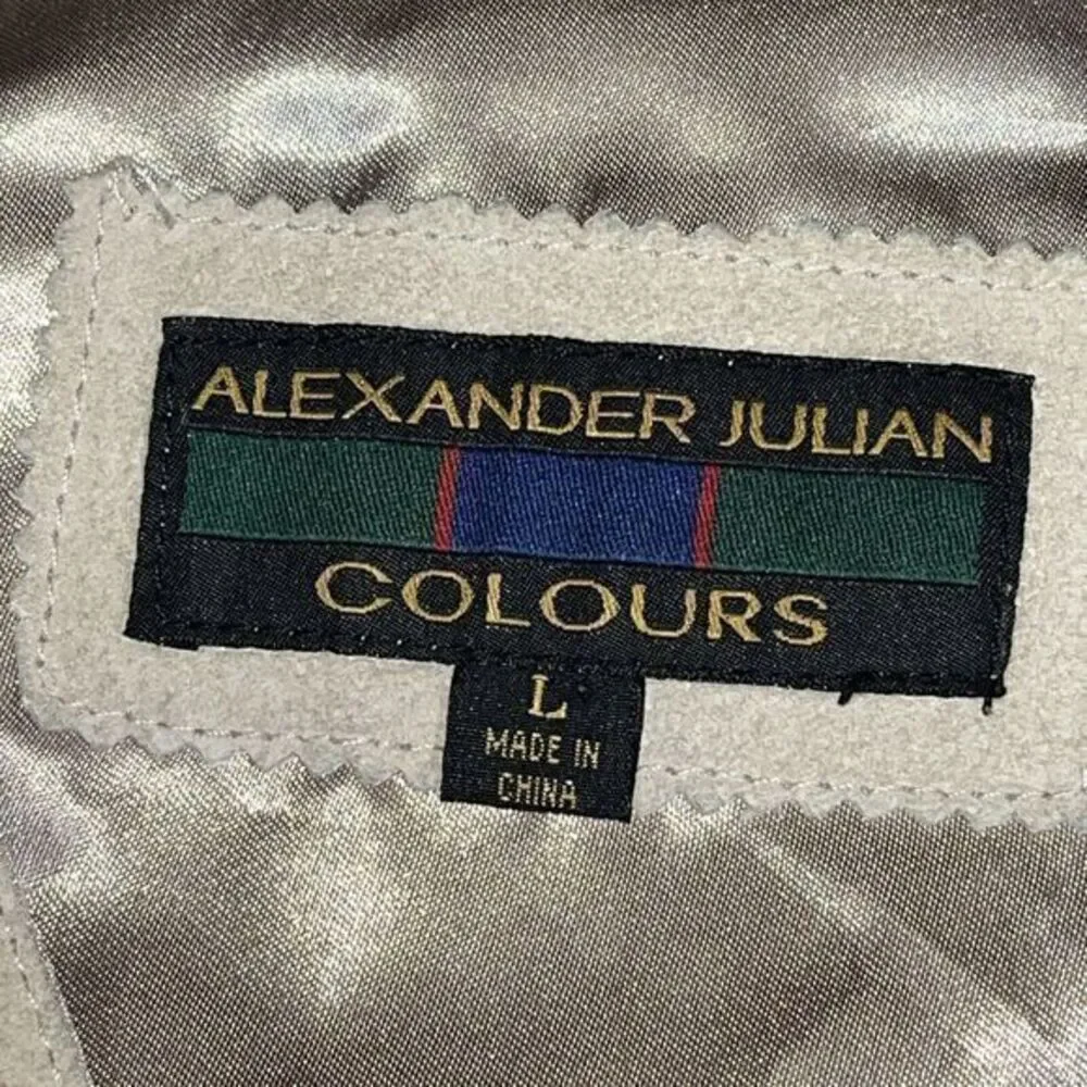 COLOURS by ALEXANDER JULIAN Men's L Genuine Leather Western Southwest Beige Vest